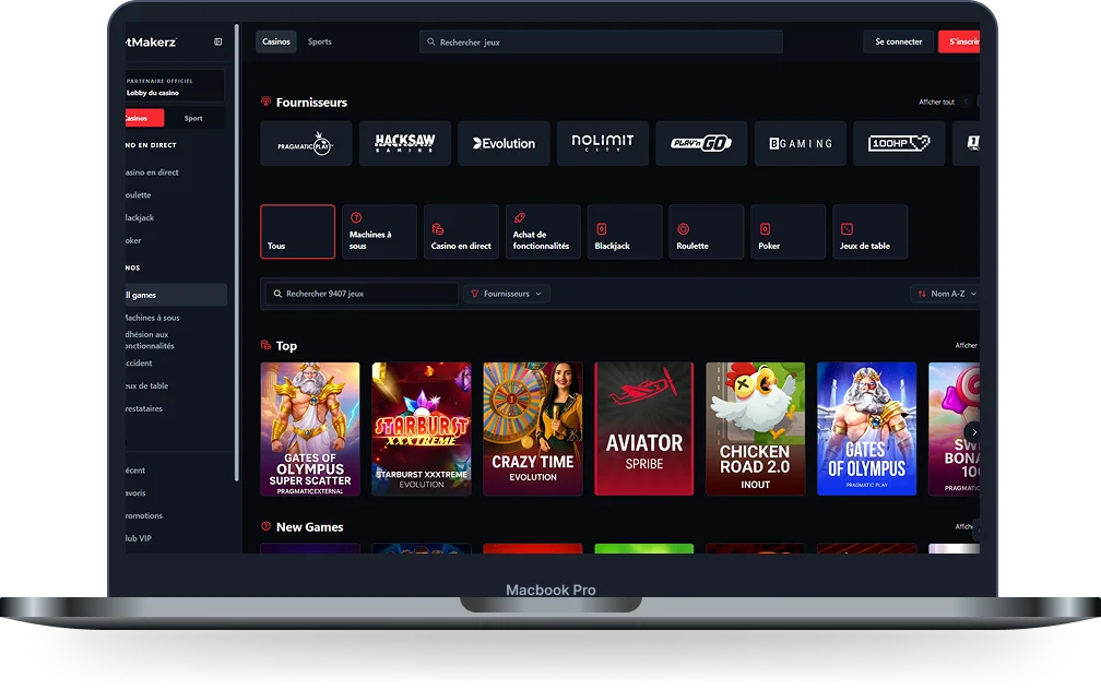 Casino Betmakerz Page d'accueil