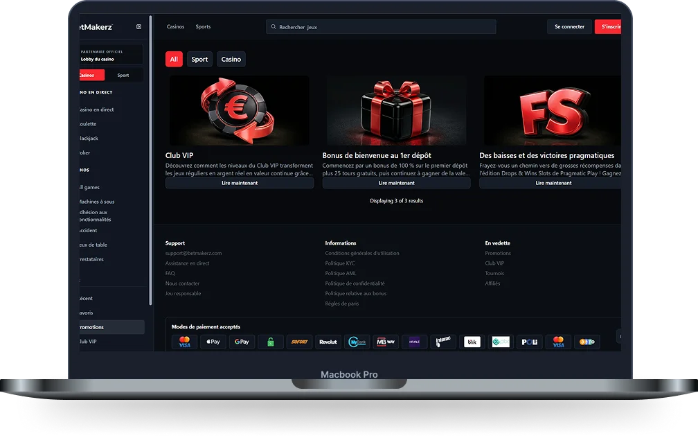Casino Betmakerz bonus et promotions